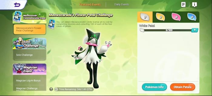 Meowscarada's Flower Petal Challenge in Pokemon Unite